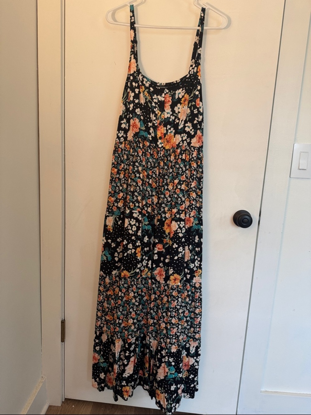 torrid Black Maxi Dress with Coral & Teal Floral Print